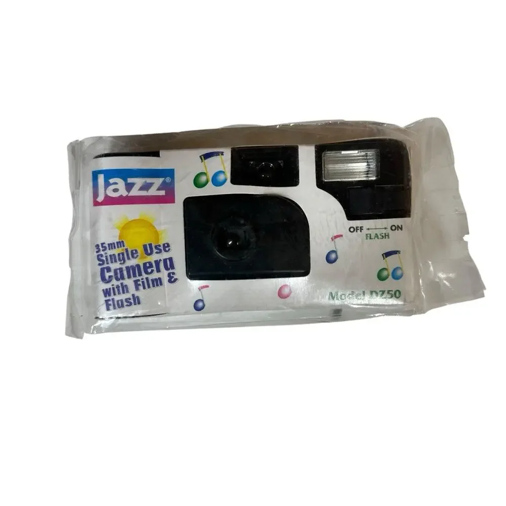 Vtg Jazz Indoor Outdoor 35mm‎ Single Use Camera Film Flash DZ50 27 Exposures (2)